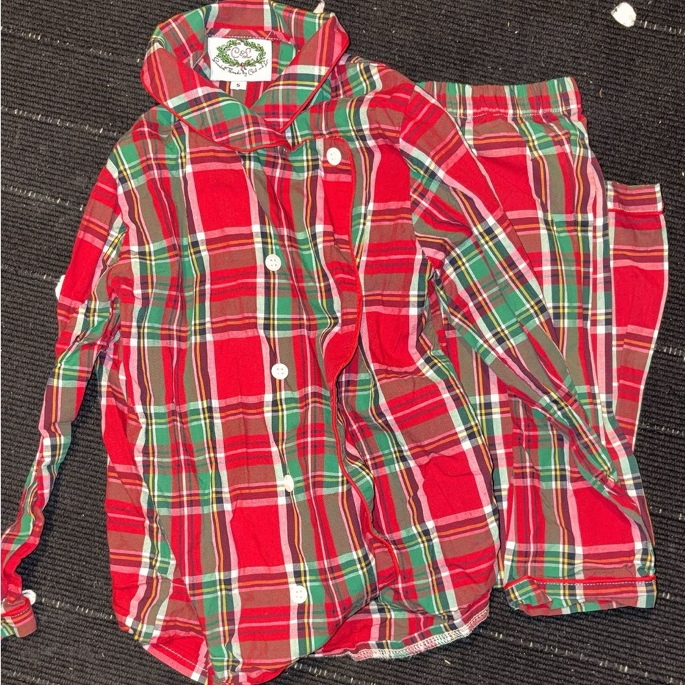 Festive Plaid Kids Matching Set - Red and Green